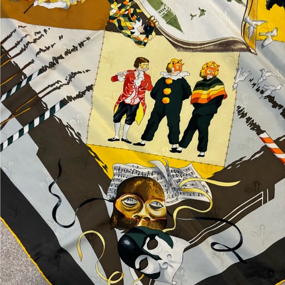 AUTHENTIC HERMES LE CARNAVAl DE VENISE SILK SCARF BY H de WANTRIGANT. - Picture 8 of 13